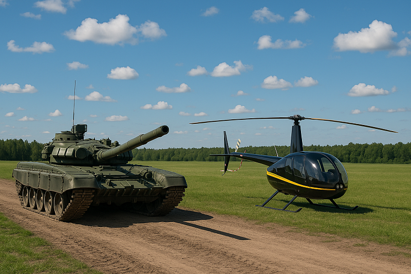 Вертолетная прогулка и катание на танках в Москве